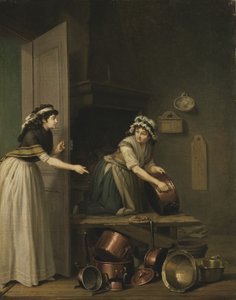 En kvinna som polerar kopparpannor av Pehr Hilleström